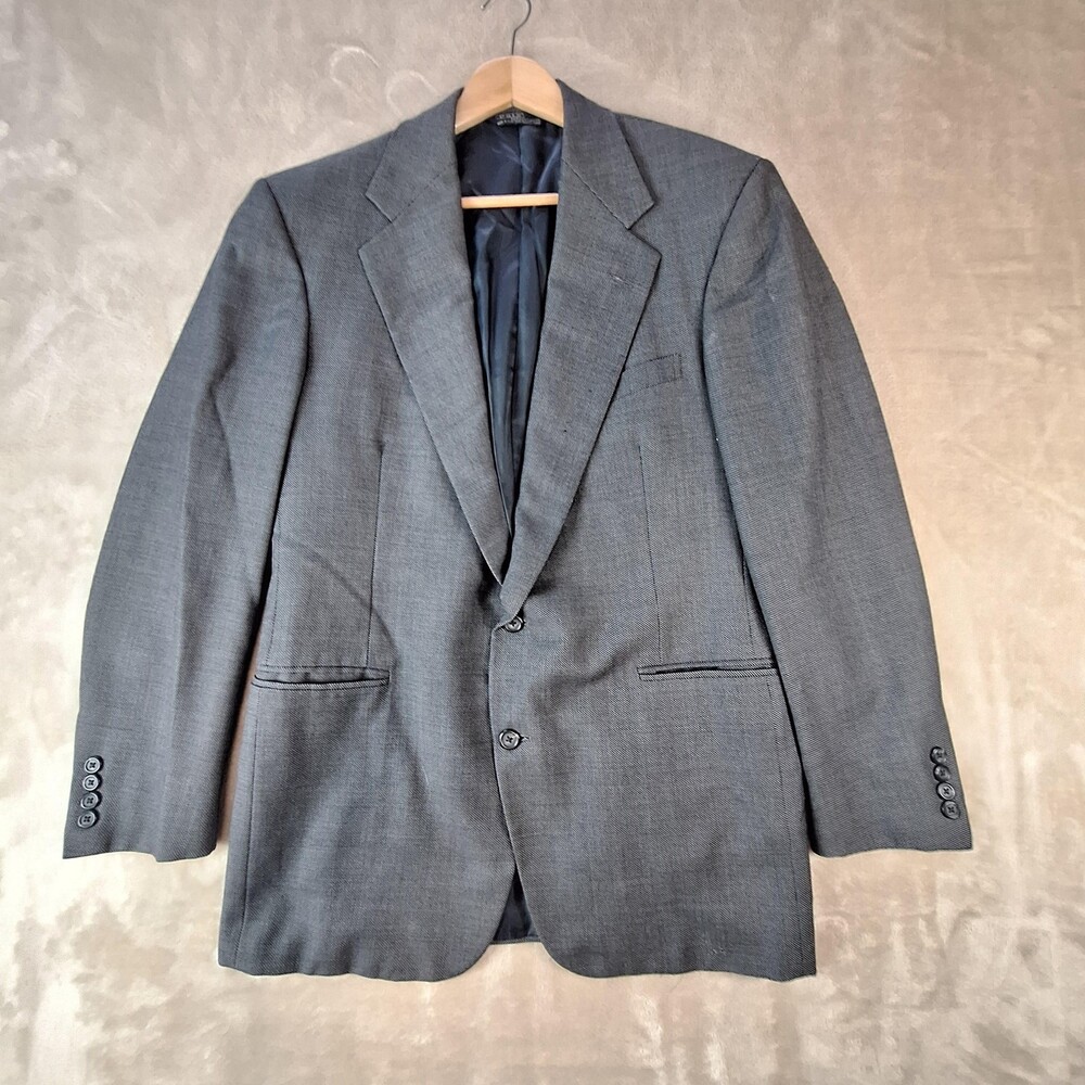 Vintage Polo Ralph Lauren Sport Coat Jacket Mens 44 Gray Check 2 Button USA 90s
